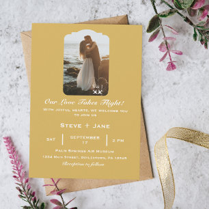 Invitation Avion Mariage Voyage Coeur Aviation moderne