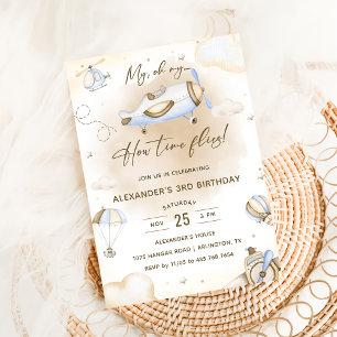 Invitation Avion Oh Mon temps vole 3e anniversaire