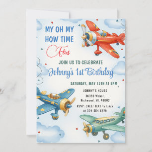 Invitation Avion personnel 1ère fête d'anniversaire