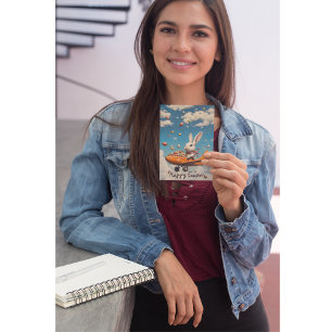 Invitation Avion Pilote Lapin de Pâques Joyeuses