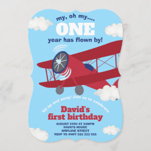 Invitation Avion Un an Flowy Boy 1er Anniversaire