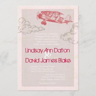Invitation Avion Vintage 5x7 en nuages