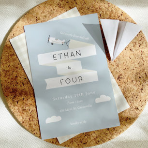 Invitation Avion vintage avec Anniversaire de enfant de banni
