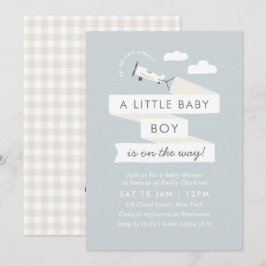 Invitation Avion vintage avec Baby shower de bannière Invitat