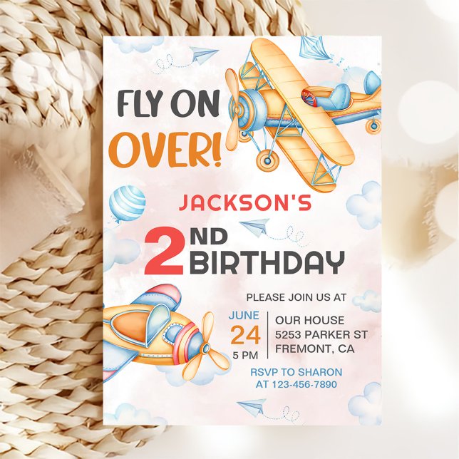 Invitation Avion Vol sur plus de 2e fête d'anniversaire (Créateur téléchargé)
