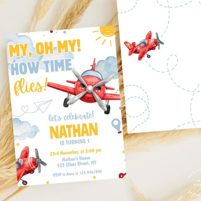 Invitation Avions Boys Cool Blue Avion Voyage Anniversaire (kids birthday, aviation birthday, pilot birthday, aeroplane, boys birthday, airplane, travel, blue, )