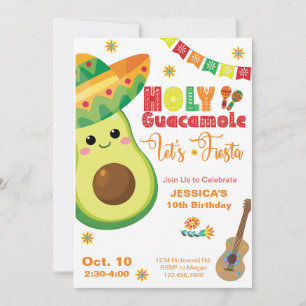 Invitation Avocado Anniversaire Fiesta Party Enfants Vert Rou