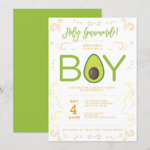 Invitation Avocado Baby shower Boy Guacamole Parti Taco