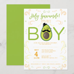 Invitation Avocado Saint-Guacamole Baby shower garçon Taco