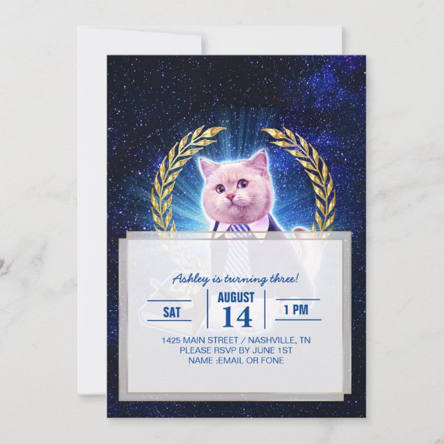 Invitation Avocat de chat dans l'espace (Devant)