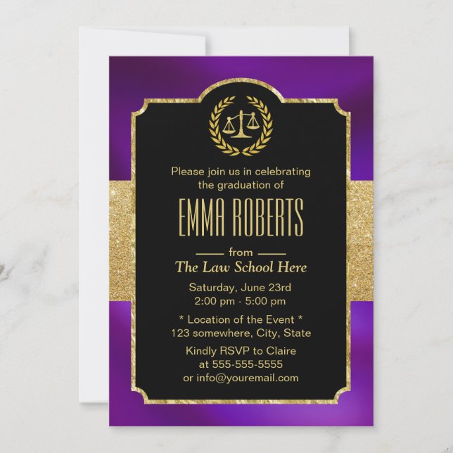 Invitation Avocat de l'avenir Gold & Purple (Devant)