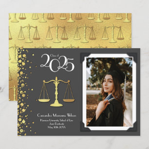 Invitation Avocat Droit School Gold Graduation Grey