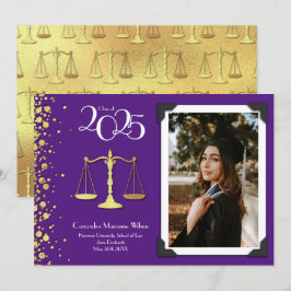 Invitation Avocat Faculté de Droit Gold Graduation Purple