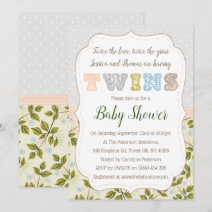 Invitation Avoir des jumeaux Baby shower neutre