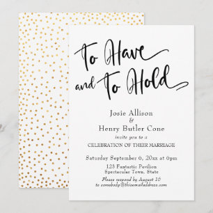 Invitation Avoir et garder Confettis dorés pour réception mod