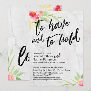 Invitation Avoir et garder Fleurs aquarelle sur marbre