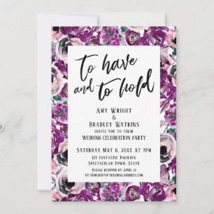 Invitation Avoir et Tenir Fleurs Aquarelle Rose