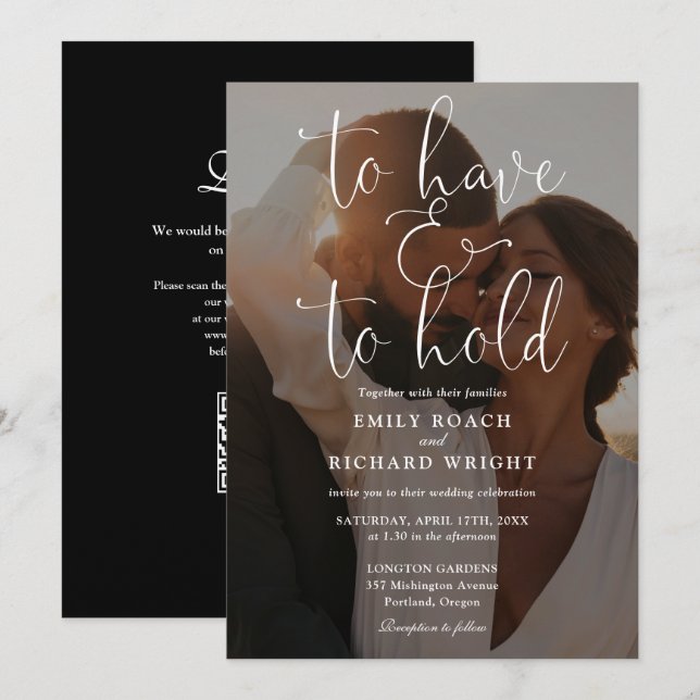 Invitation Avoir Et Tenir Un Mariage Photo Code QR (Devant / Derrière)