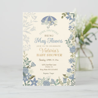 Invitation Avril Douches Apportent Mai Fleurs Baby shower de