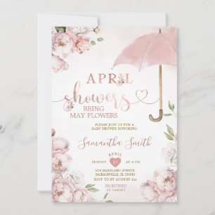 Invitation Avril Douches Apportent Mai Fleurs Parapluie Rose