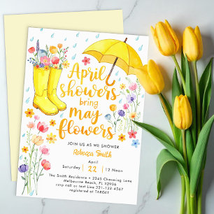 Invitation Avril Douches Apporter Mai Fleurs Baby shower Invi