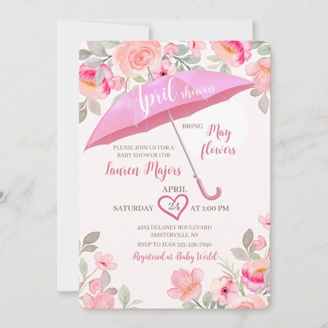 Invitation Avril Douches Parapluie Douche (Devant)