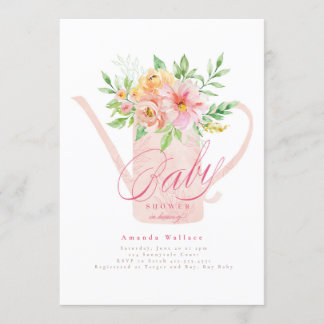 Invitation Avril Fleurs L'arrosage peut Baby shower Invitatio