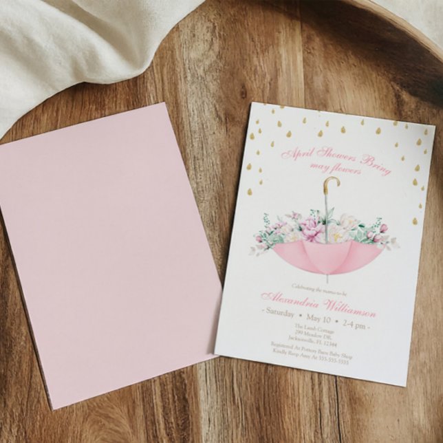 Invitation Avril pluie apporte mai fleurs Bébé parapluie (Créateur téléchargé)