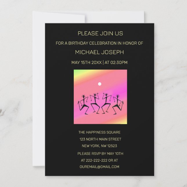 Invitation Awesome Rainbow Celebration Danse Anniversaire (Devant)