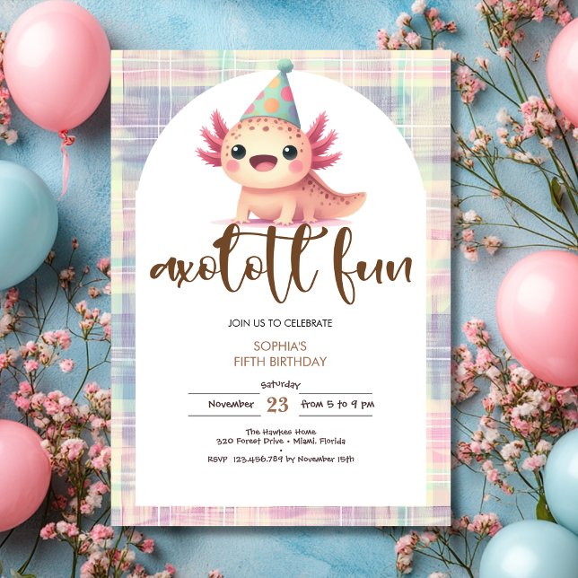 Invitation Axolotl kids birthday (Créateur téléchargé)