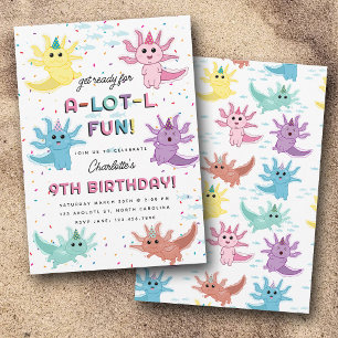 Invitation Axolotl Kids Cute Salamander Anniversaire