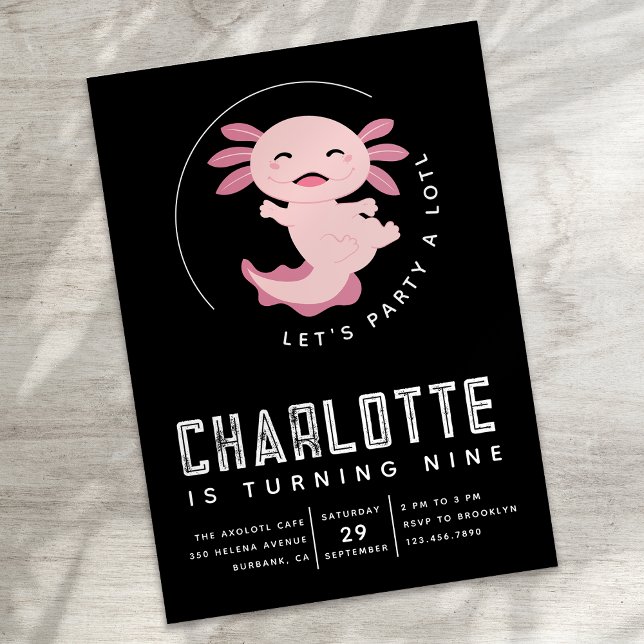 Invitation Axolotl Let's Party Alotl Anniversaire (Créateur téléchargé)