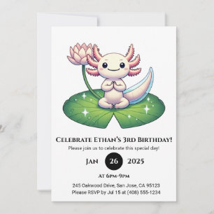 Invitation Axolotl paisible sur Lotus Leaf Anniversaire