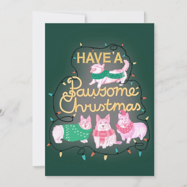 Invitation Ayez Un Corgi Festif De Noël Pawsome (Devant)