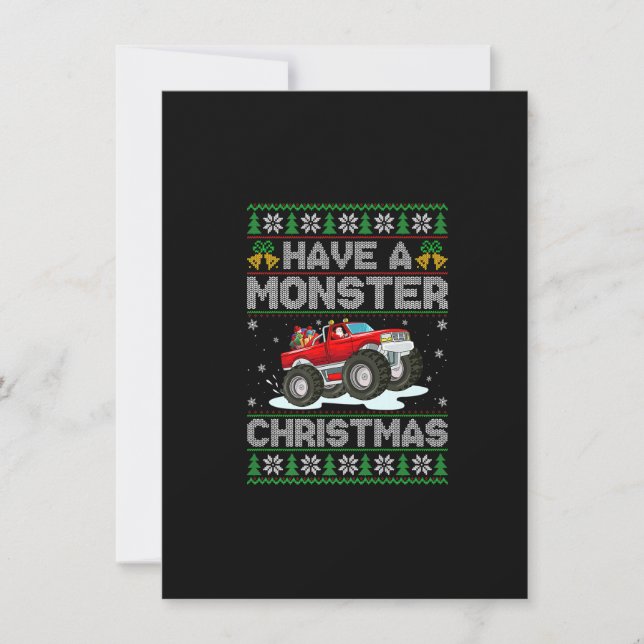 Invitation Ayez Un Monster Noël Vilain Monster Camion Xmas P (Devant)