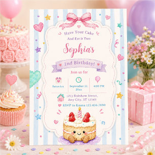 Invitation Ayez votre gâteau et mangez-le deux 2e anniversair