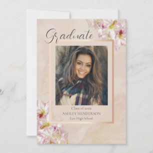 Invitation Azalée Rose Gold Diplômé