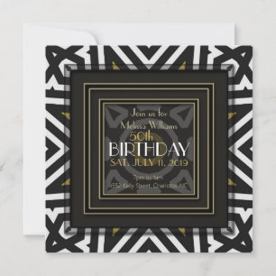 Invitation Aztec Boho Cool Noir Blanc Or 50e Anniversaire