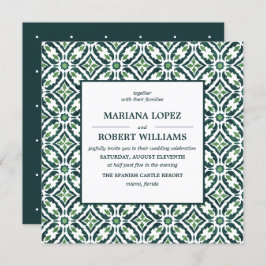 Invitation Azulejo vert | Espagnol Motif Mariage