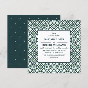 Invitation Azulejo vert Espagnol Motif Mariage
