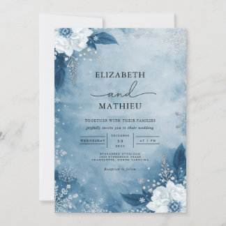Invitation Azure Bloom Frost Romance Mariage