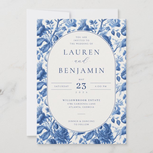 Invitation Azure Blooms Wedding (Devant)