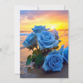 Invitation Azure Romance : Seaside Sunset Roses Mariage Invit