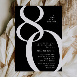 Invitation B & W Chut C'est une fête d'anniversaire surprise 