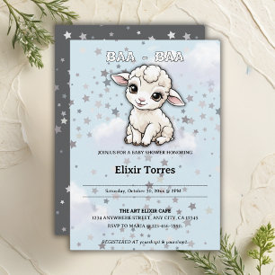 Invitation Baa-Baa Un Petit Baby shower D'Étoiles D'Agneau