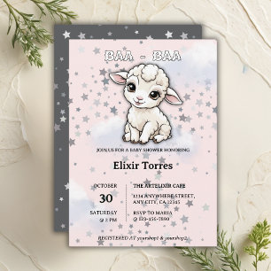 Invitation Baa-Baa Un Petit Baby shower D'Étoiles D'Agneau