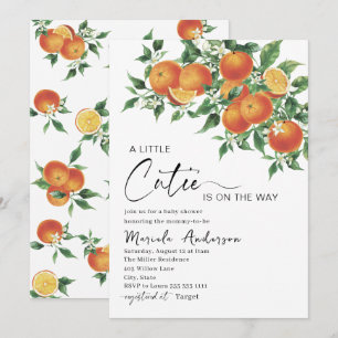 Invitation Bab d'aquarelle orange d'agrumes Little Cutie