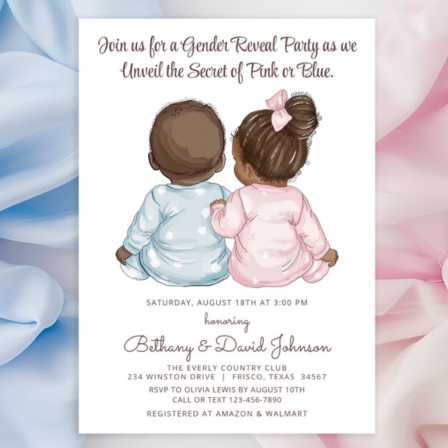 Invitation Babies douces Pyjamas de la fête de la révélation  (Adorable babies in pajamas charming gender reveal invitations. Simply add your event details. )