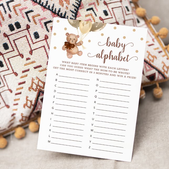 Invitation Baby Alphabet ABC Jeu Baby shower Teddy Bear Card (Créateur téléchargé)