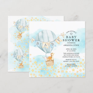 Invitation Baby Animals Hot Air Balloon Ride Boys Baby shower